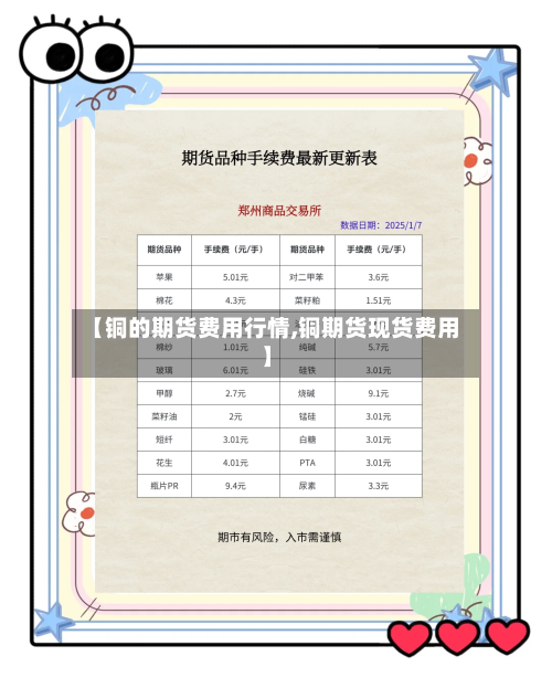 【铜的期货费用行情,铜期货现货费用】