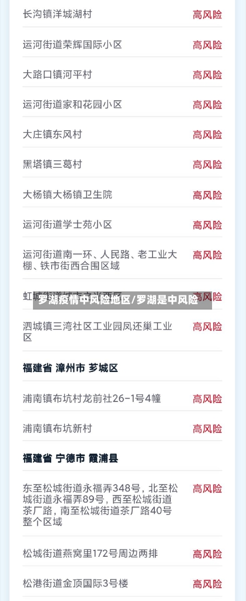 罗湖疫情中风险地区/罗湖是中风险