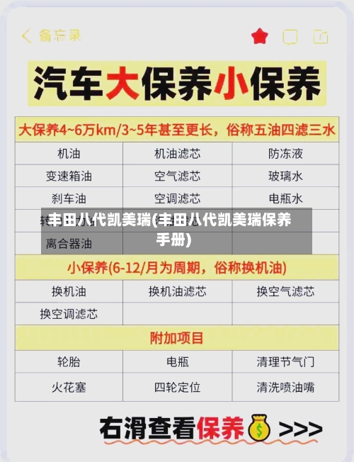 丰田八代凯美瑞(丰田八代凯美瑞保养手册)