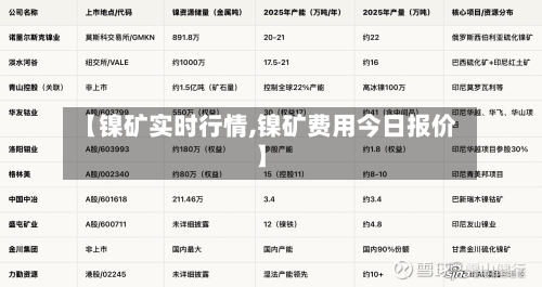 【镍矿实时行情,镍矿费用今日报价】