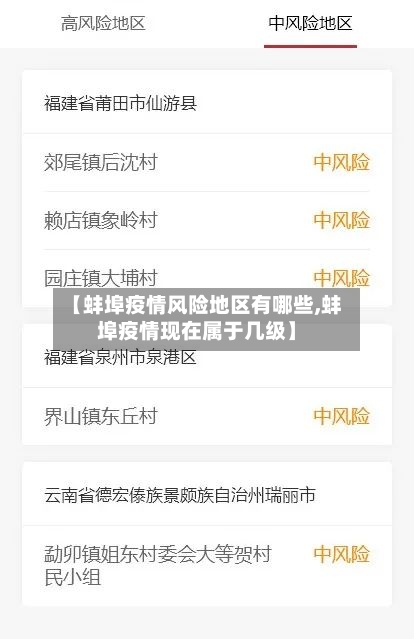 【蚌埠疫情风险地区有哪些,蚌埠疫情现在属于几级】-第1张图片
