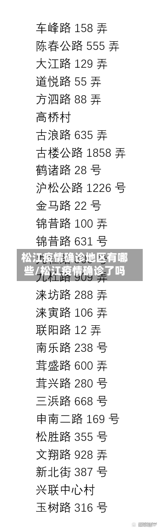 松江疫情确诊地区有哪些/松江疫情确诊了吗-第1张图片